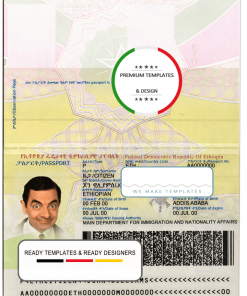 Ethiopia passport template in PSD format, fully editable