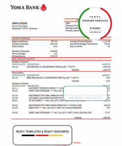 Myanmar Yoma bank statement template in Word and PDF format