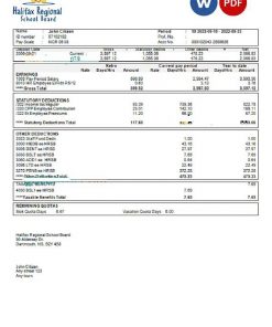 USA educational earning statement template in Word and PDF format