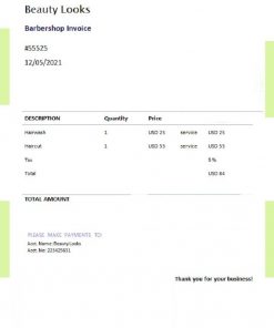 USA Beauty Looks invoice template in Word and PDF format, fully editable