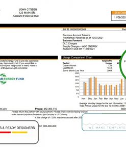 USA Pennsylvania Duquesne Light Company (DLC) utility bill template in Word and PDF format