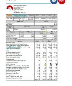USA educational company employee sheet template in Word and PDF format, version 2