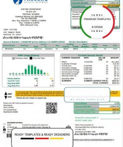 USA Rhode Island Pascoag Utility District utility bill template in Word and PDF format