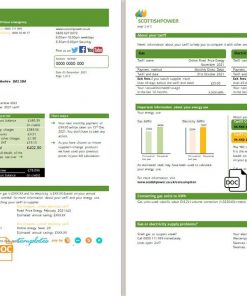 USA ScottishPower utility bill template in Word and PDF format (3 pages)