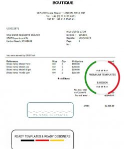 Sales Invoice Chanel Boutique template in Word format