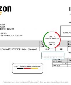 United Kingdom Amazon American multinational technology company invoice template in Word and PDF format, fully editable