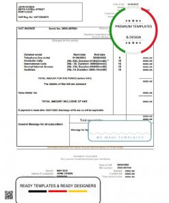 Mauritius Telecom Mauritius utility bill template in Word and PDF format