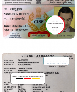 India CISF driver license template in PSD format, fully editable