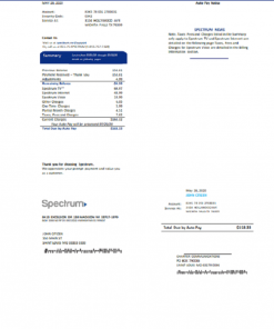 USA Spectrum utility bill template in Word and PDF format (.doc and .pdf)