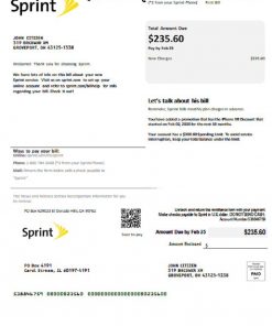 USA Sprint (T-Mobile) utility bill template in Word and PDF format
