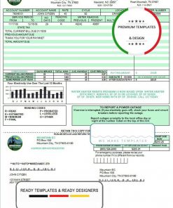 USA Tennessee Mountain Electric Cooperative, Inc. (MEC) utility bill template in Word and PDF format