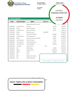 Nauru Bank of Nauru bank statement template in Word and PDF format