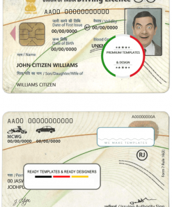 India driving license template in PSD format, fully editable, with all fonts