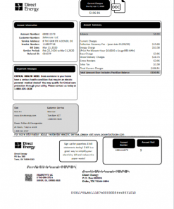 USA Texas Direct Energy utility bill template in Word and PDF format