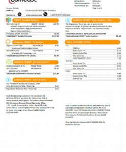 USA Utah Comcast utility bill template in Word and PDF format