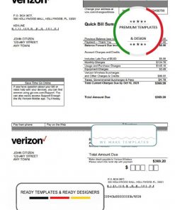 USA Verizon utility bill template in Word format, fully editable, version 2
