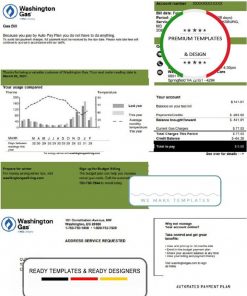 USA Washington Gas (WGL) utility bill template in Word and PDF format