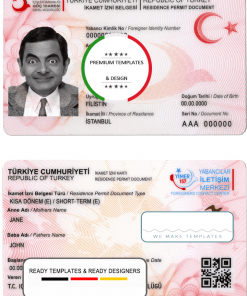 Turkey residence permit document template in PSD format, fully editable