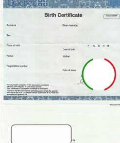 Canada Quebec Birth Certificate template in PSD format