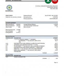 Salvador Bandesal bank statement, Excel and PDF template