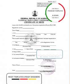 Nigeria birth certificate template in Word and PDF format