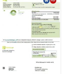 Georgia Electrics.ge electricity bill template in Word and PDF format