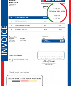 USA HDFC invoice template in Word and PDF format, fully editable