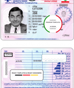 Lebanon driving license template in PSD tormat, fully editable