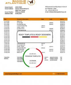 Senegal Banque Atlantique bank statement easy to fill template in Word and PDF format