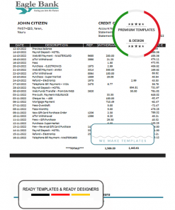 Nauru Eagle bank statement template in Word and PDF format