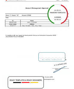 Israel Bank Hapoalim Account Management Approval template in Word and PDF format