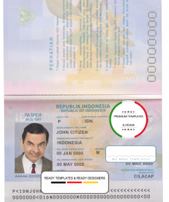 Indonesia passport template in PSD format, fully editable, with all fonts