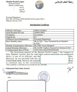 Saudi Arabia Makkah al-Mukarramah Introduction Certificate template in Word and PDF format