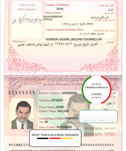 Iran passport template in PSD format, fully editable
