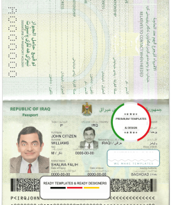 Iraq passport template in PSD format