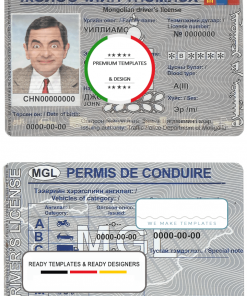 Mongolia driving license template in PSD format, fully editable