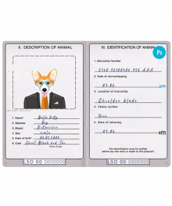 Lesotho dog (animal, pet) passport PSD template, completely editable