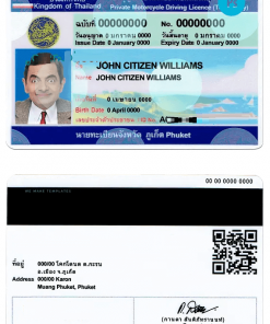 Thailand driving license PSD template, fully editable