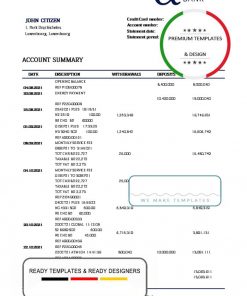 Luxembourg Advanzia bank proof of address statement template in Word and PDF format, .doc and .pdf format