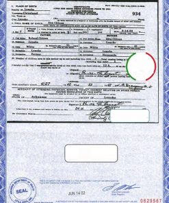 USA Arkansas state birth certificate template in PSD format, fully editable