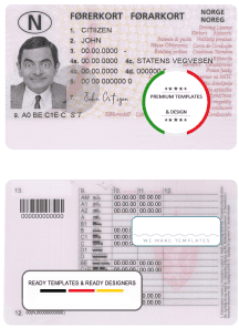 Norway driving license template, fully editable (2013 – present)