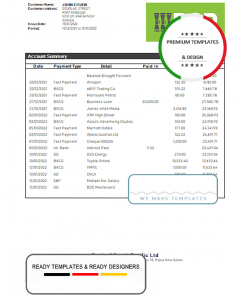 Papua New Guinea BSP bank statement template in Word and PDF format