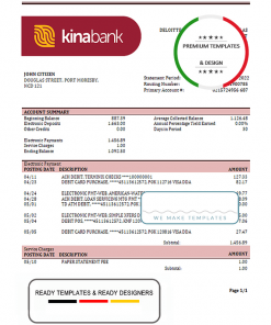 Papua New Guinea Kina Securities Limites bank statement template in Word and PDF format