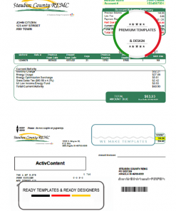 USA Steuben Country REMC utility bill template in Word and PDF format