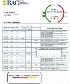 San Marino Banca Agricole Commerciale bank statement template in Word and PDF format