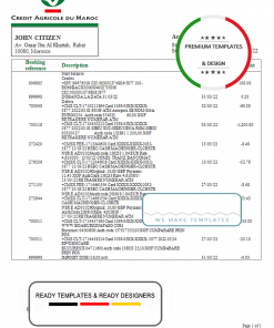 Morocco Credit Agricole bank statement template in Word and PDF format