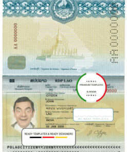 Laos passport template in PSD format