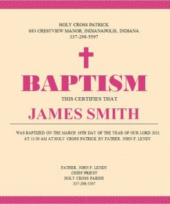USA Baptism Certificate template in Word and PDF format