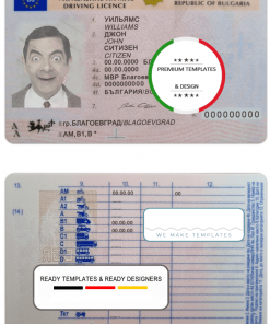 Bulgaria driving license template in PSD format, fully editable (2010 - present)