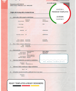 Poland marriage certificate template in Word and PDF format